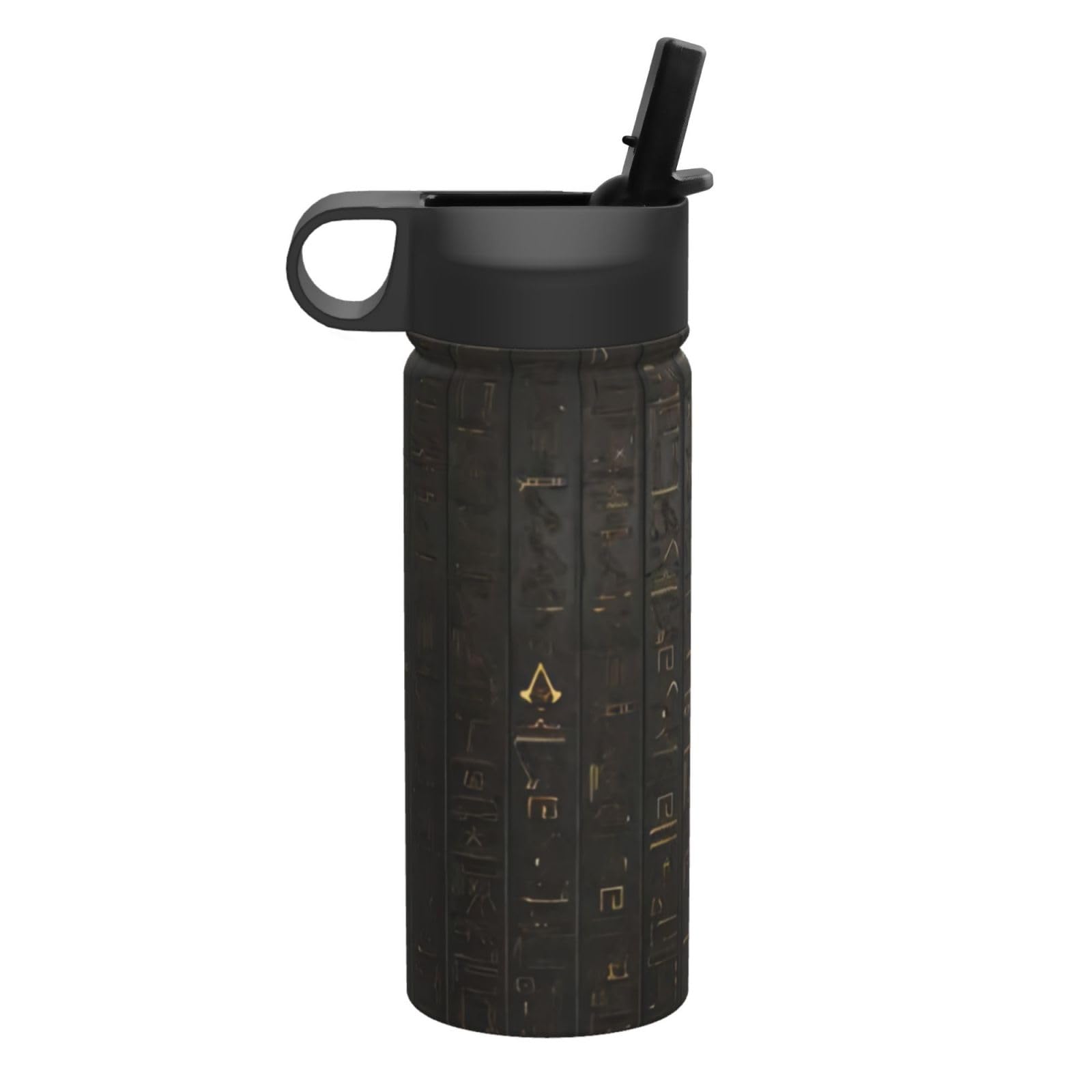 Thermobecher, Motiv: antiker ägyptischer Hieroglyphe, 530 ml, isolierter Wasserkocher, Reisebecher, Sport-/Fitnessflasche