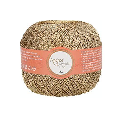 Anchor Artiste Metallic Fine 300 - Hilo para ganchillo (25 g), color dorado