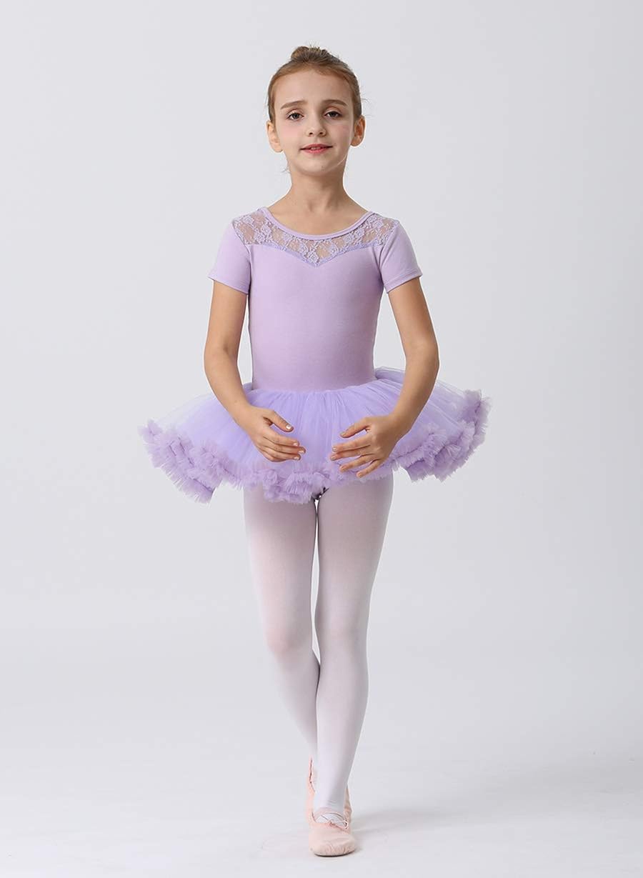 MdnMd Short Sleeve Glitter Dance Ballet Tutu Leotard Ballerina Outfit for Girls Toddler : Clothing, Shoes & Jewelry