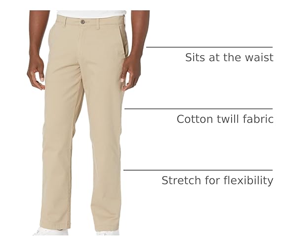 Amazon Essentials Men's Straight-Fit Casual Stretch, Khaki, 32W x 32L