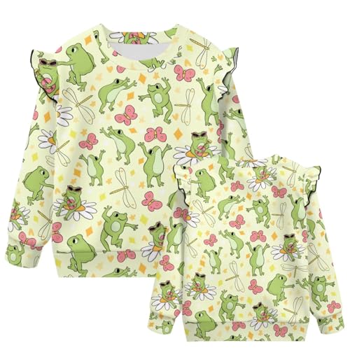 GePrint Girls Pullover Crewneck Sweatshirt Ruffle Long Sleeve Toddler Girl Sweatshirt Clothes Outfit for Girls 1-8 Years