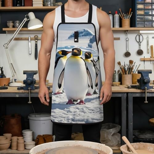 Delantal de trabajo Cute Penguin con bolsillos ajustables miniatura 4