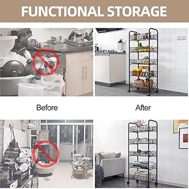 Kitchen Storage Rack Multi-Layer Large-Capacity Kitchen Storage Rack Living Room Trolley Floor Rack Removable Storage Rack Space-Saving Storage Rack Cookware Shelves(3 Layers)(5 Layers)-3wT0bZEs