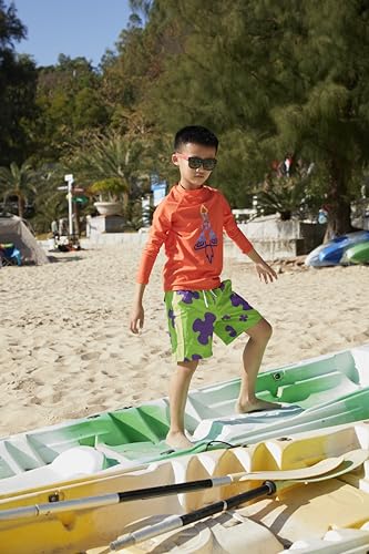 Upgraded Version Toddler Boys Swim Trunks with Compression Liner,Rush Guard Sets UPF 50+2