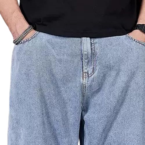 Men's Oversize Straight Leg Stylish Jeans Relaxed Fit Solid Denim Pants Comfort Hip Hop Jeans Trouser3