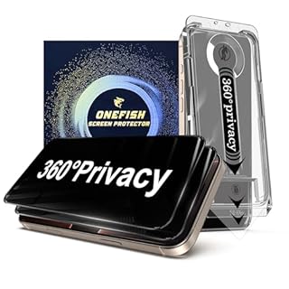 OneFish 2 Pack Privacy Screen Protector for iPhone 17e/16e/13/13 Pro/14-4-Way 360° Anti-Spy Tempered Glass, 9H Hardness, 3D Curved Edges, Case-Friendly & Easy Installation