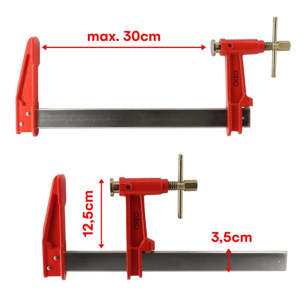 Lot de 2 serres joints à pompe 30 cm - Acier laminé - Longueur de serrage 30 cm - Saillie 125mm - Frein anti glissement