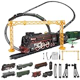 Ensemble de train électrique pour adultes, modèle de train de Noël électrique RC avec wagon et longue voie, décoration de vacances et cadeau pour les amateurs de train (modèle 623B)