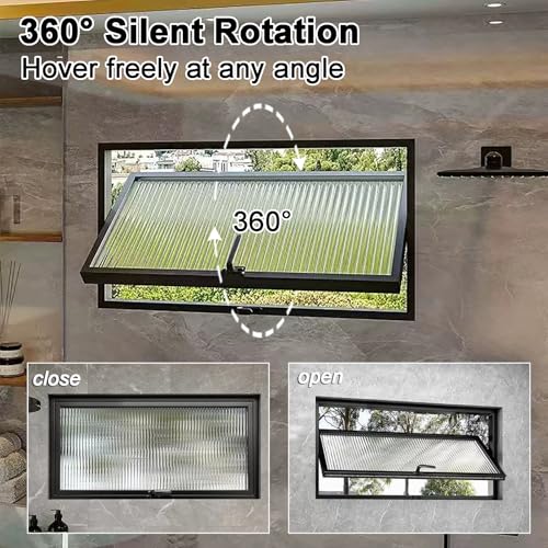 Ventana rectangular de metal negro con cristal templado giratorio para ventilación de baños 4