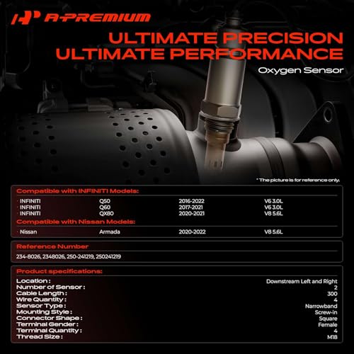 Sensor de Oxígeno A-Premium Compatible con Nissan Armada 2020-2022 y Infiniti miniatura 2