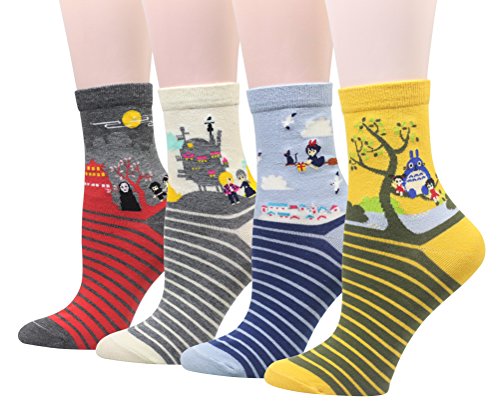 Cansok calcetines de Estudio Ghibli kiki totoro Hecho desaparecer becerro la tripulación la novedad mujer 5 pares Ghibli kiki totoro Hecho desaparecer becerro la tripulación la novedad mujer 5 pares