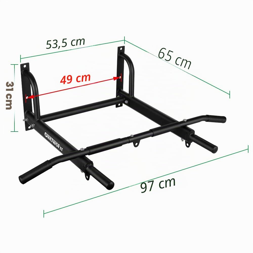 ONETWOFIT Barre de traction murale avec 6 trous plus stable pour une utilisation en intérieur et en extérieur, poids maximum : 200 kg OT103