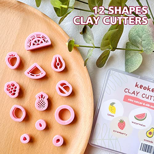 Keoker Clay Cutters For Polymer Clay Jewelry, Fruit Polymer Clay Cutters For Earrings Jewelry Making, 12 Shapes Fruit Plant Clay Earrings Cutters, Clay Cutters #TOP2