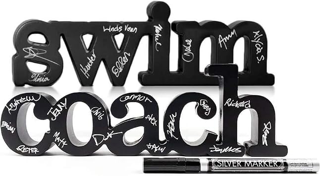 ChalkTalkSPORTS Wooden Swim Sign - Autograph Ready - Coach Gift With Pen