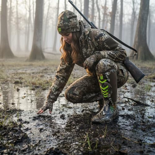 Image of Wovenpak Extra Wide Rubber Boots for Women, Waterproof Hunting Boots with Steel Shank, Insulated Mud Boot, 6mm Neoprene Anti-slip Outdoor Work Boots, Size 6-11