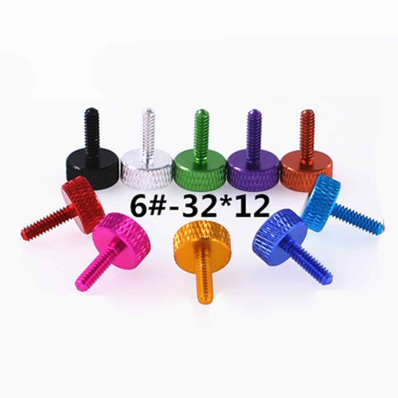 6#-32x12 Thumb Screws Reticulate Adjust Multicolour Screw Aluminum Bolts 2PCS - (Color: Red)