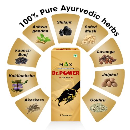 Image of Max Ayurveda Dr. Power Capsules for Men | 100% Ayurvedic & GMP Certified | Stamina, Power and Energy Booster | Pack of 10 (2 Capsules Each)