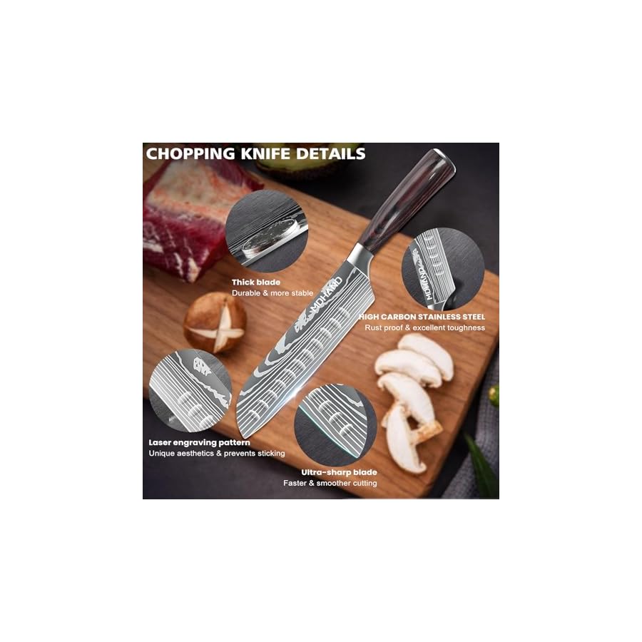 MDHAND-7-Santoku-Knife--Ultra-Sharp-Japanese-Chef-Knife-Forged-High-Carbon-German-Stainless-Steel-Chopping-Knife-with-Ergonomic-Pakkawood-Handle-Design-Gifts-for-Women-and-Men MDHAND 7" Santoku Knife - Ultra Sharp Japanese Chef Knife - Forged High Carbon German Stainless Steel Chopping Knife with Ergonomic Pakkawood Handle Design, Gifts for Women and Men