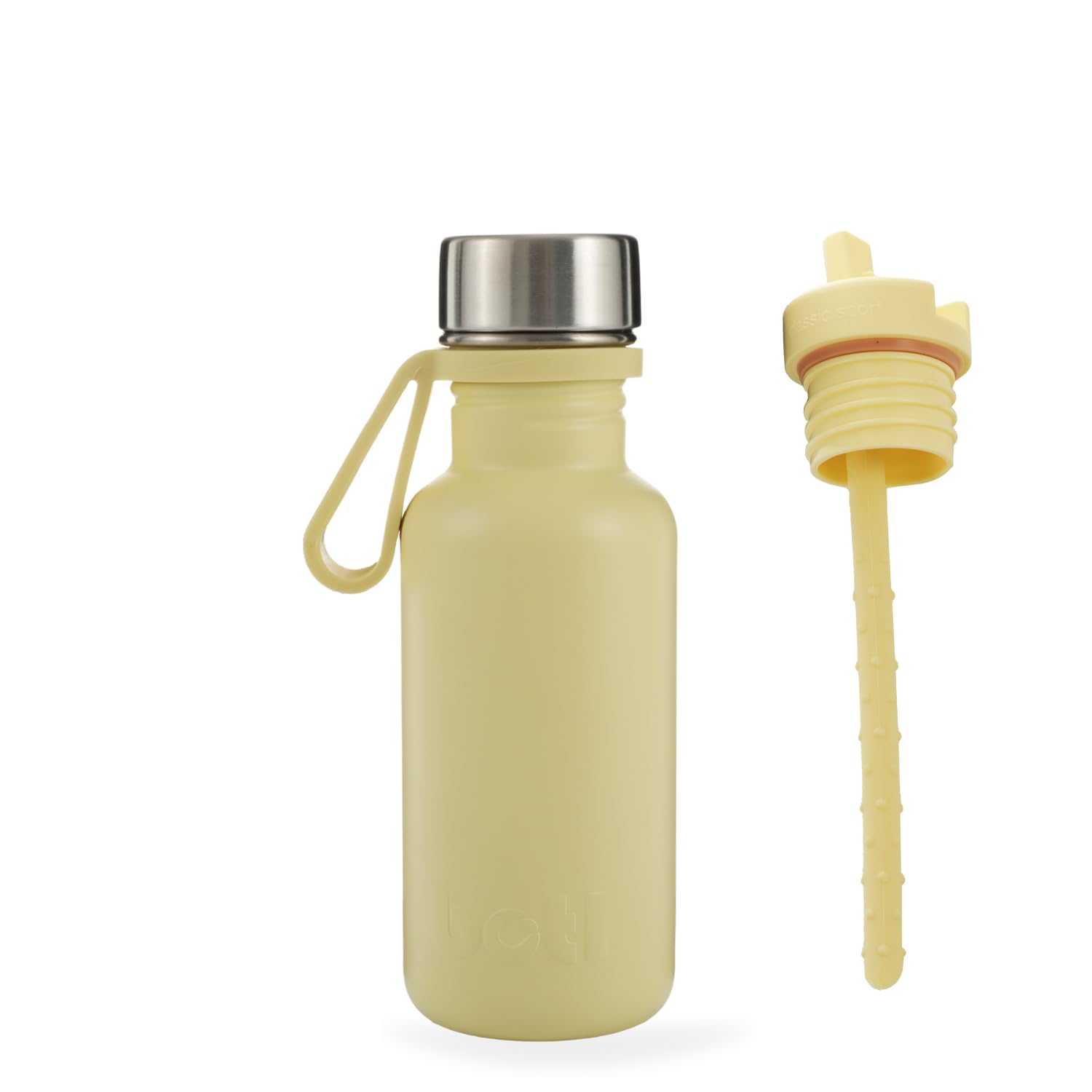 Onegreenbottle Silk Yellow Botl Tough Canteen Water Bottle With Matching Leakproof Straw Lid And Bottle Carrier Plus Spare Steel Screw Cap, Stainless Steel Water Bottle, Non-Insulated, Eco Bottle, 500Ml (Silk)