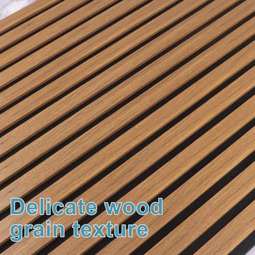 Image of Wood Slat Acoustic Wall Panels, Teak, 2 Pack, 47.2 inch x 23.6 inch
