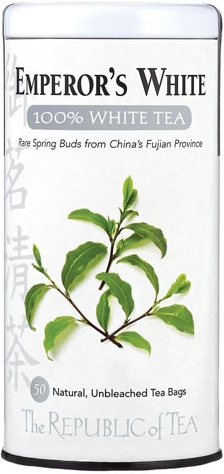 The Republic of Tea - Emperor's 100% White Tea, Zero Calorie, Sugar-Free, Carb-Free, 50 Tea Bag Tin