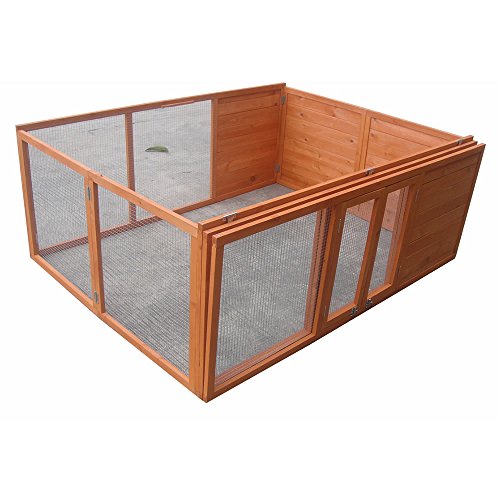 Melko Kleintierstall Klappbarer Hasenstall Freilaufgehege ca. 160 x 119 x 60 cm, aus Holz, braun – Bild 5