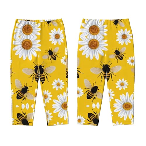 Pajama Pants Pajama Bottoms with Elastic Waistband Sleepwear Lounge PantsAnimal Bee Daisy Flowers3