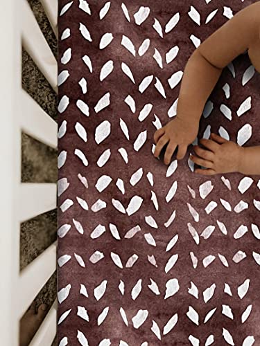 Image of Soft Fitted Crib Sheet, Stretchy and Breathable Toddler Crib Sheet for Boys and Girls, Fits Standard Crib and Toddler Mattress (Brown Geometric)