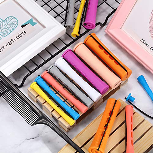 80 Pieces Perm Rods Hair 8 Sizes Plastic Perming Rods Curling Roller Rods Cold Wave Rods With Parting Rat Tail Comb For Women Girls Hair Hairdressing Styling Tools #TOP6