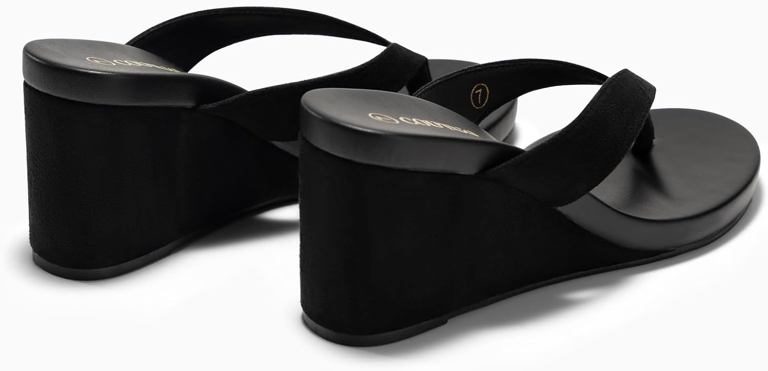 Coutgo Womens Wedge Heels Sandals Platform Flip Flops Slides Slip On Summer Beach Shoes - Image 6