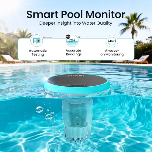 Image of AIPER HydroComm Smart Pool Monitor, 24 /7 Automatic Water Testing for Pools, Hot Tubs & Spas, 5-in-1 Accurate Digital Tester, App Control, Customized Optimization Tips, Blue