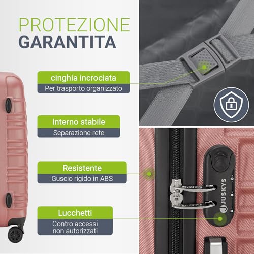 Juskys Set Di Valigie Rigide 4 Pezzi - Lucchetto A Combinazione, Ruote Silenziose A 360°, Grande, Manico Telescopico, Leggero - Valigie In Rosa - 5
