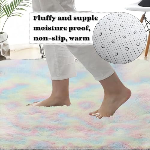 Tapis de salon lavable et antidérapant épais 155x240 cm multicolore moelleux