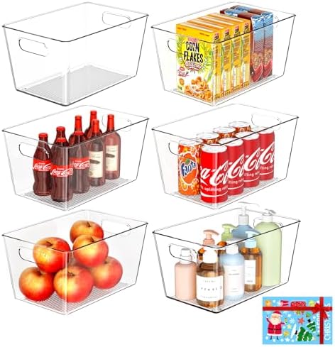 6 Pack Clear Plastic Storage Bins, Pantry Organization and Storag...