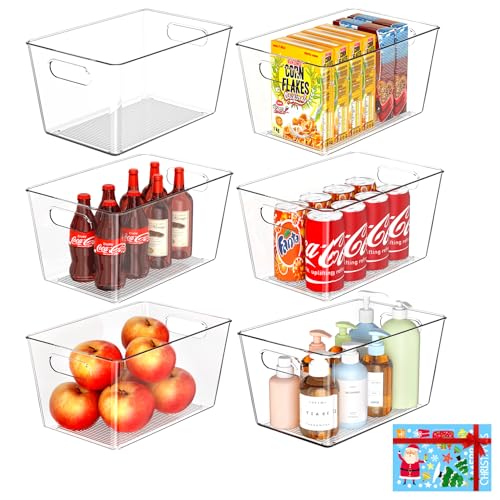 6 Pack Clear Plastic Storage Bins, Pantry Organization and Storag...