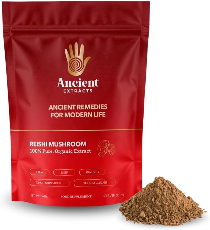 Reishi Mushroom Powder 15:1 Extract (60 servings) | Promotes Immune Health & Stress Support | 1 Serving Equals 15,000mg of Raw Mushroom | 30% Beta Glucans | Tested for Purity & Safety