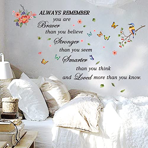 Arquiel Flower Butterfly Wall Decal Bird Inspirational Quote Wall Sticker For Girls Kids Bedroom Room Playroom #TOP2