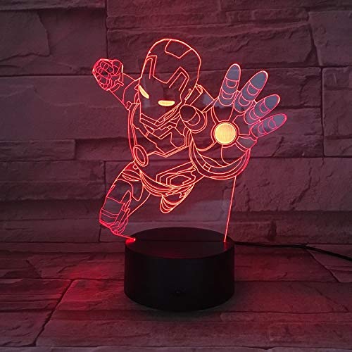 3D Kids Night Light Lampe de Table Hollywood Movie Superhero Logo Super Man Captain America Spider Iron Gift LED Enfant