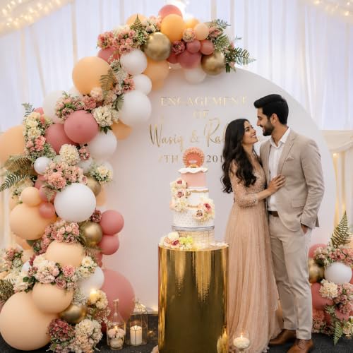 Image of HILAVO Blush Pink Balloon, 60 PCS 12 Inch Retro Pink Gold White Sand Nude Balloons Gold Confetti Latex Balloons for Girls Baby Shower Wedding Bridal Boho Birthday Party Decorations