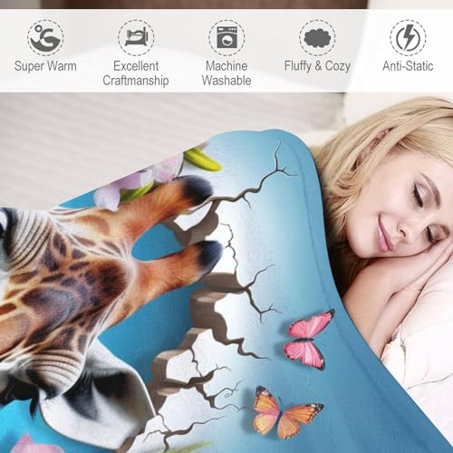 Manta de forro polar de jirafa mullida y suave para cama o sofá de microfibra 6