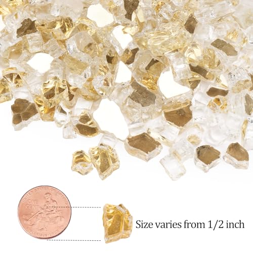 image for GASPRO 10 lbs Fire Glass for Propane Fire Pit, 1/2-Inch Glass Rocks fo