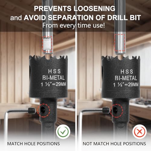 Image of 1-1 /8 Inch Hole Saw with 9.1mm Triangle Shank Arbor, JTemgle Bi-Metal Hole Saw Heavy Duty Hole Cutting Tool for Cornhole Boards, Recessed Lights, Wood, Plastic, Drywall & Soft Metal
