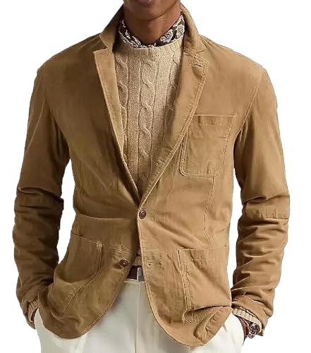 Men's Classic Suede Leather Blazer Sport Jacket - 2 Button Closure Coat Style Single Breasted Blazer for Men2
