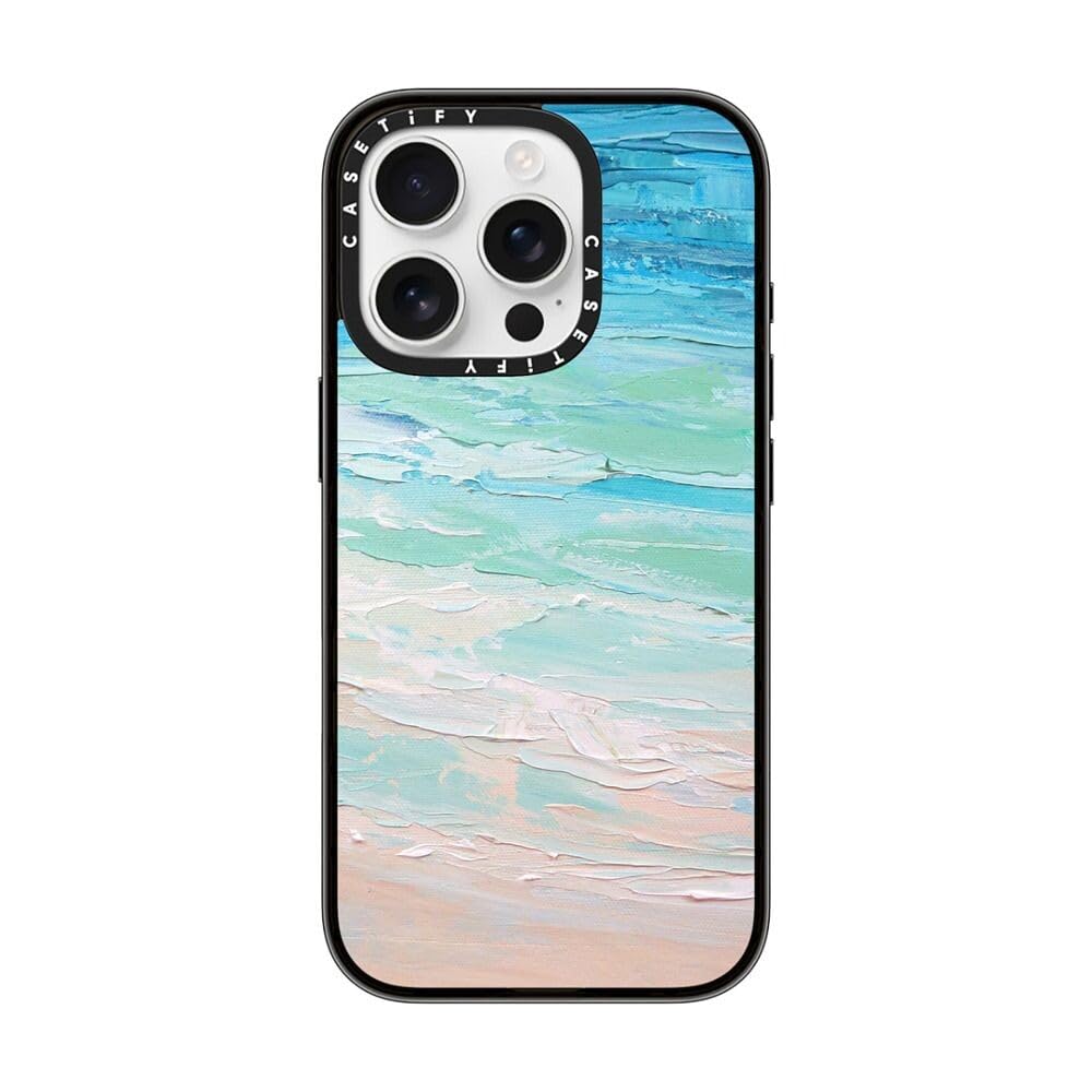 CASETiFY Compact Case for iPhone 16 Pro [Lightweight / 4 ft. 2X Military Grade Drop Protection/Slim] - Ocean Tides - Clear Black