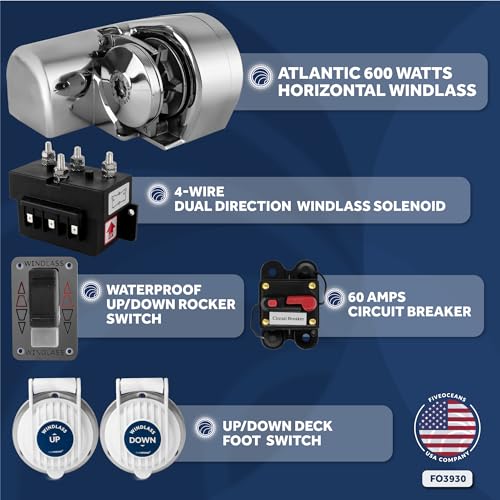 image for Five Oceans Horizontal Windlass Anchor System, Windlass Atlantic 600 W