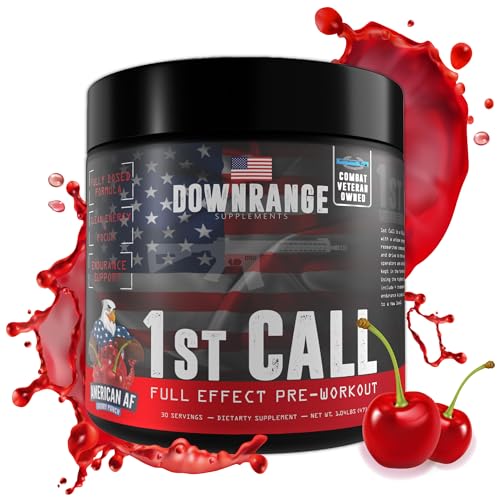 DownRange 1st Call Pre Workout Powder, Preworkout for Men and Women, Amino Acid Beta Alanine, Caffeine & More for Pump, Energy and Focus Support, 30 Servings (Cherry Punch)