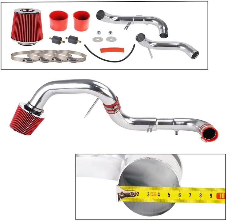Air Intake Kit, 3" Cold Air Intake System Kits w/Filter Aluminum Replacement for 2006-2011 Civic 1.8L Engine (DX/DX-G/LX/EX) (Red)
