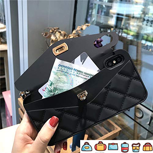 Unnfiko Wallet Case Compatible With Iphone Xr, Pretty Luxury Bag Design, Purse Flip Card Pouch Cover Soft Silicone Case With Hand Holder Long Shoulder Strap (Black, Iphone Xr) #TOP4