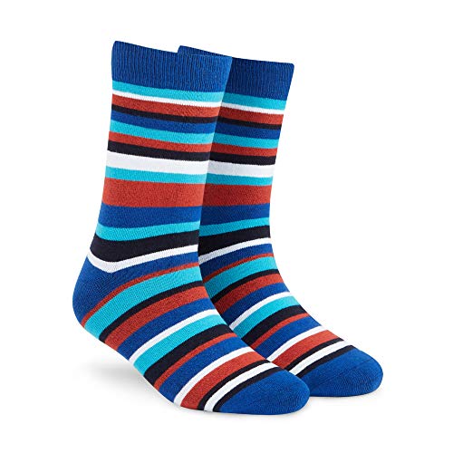 Mens Colorful Dress Patterned Socks Novelty, Men Funny Pattern Fashionable Fun Crazy Crew Socks, Funky Cute Cool Silly Design Socks for Men & Women, Casual Socks(1-pack) by Dynamocks (Multicolor) (Multicolor Stripes 1.0)