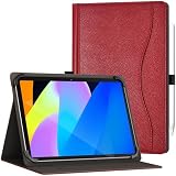 GOZOPO Uniwersalne etui na tablet 10,1 cala, z kieszenią na długopis, wielopoziomowy stojak, etui typu folio dla DOOGEE Tab A9/ U11/ U11 Pro/TECLAST P30/ tablet 9,6-11 cala (czerwone)